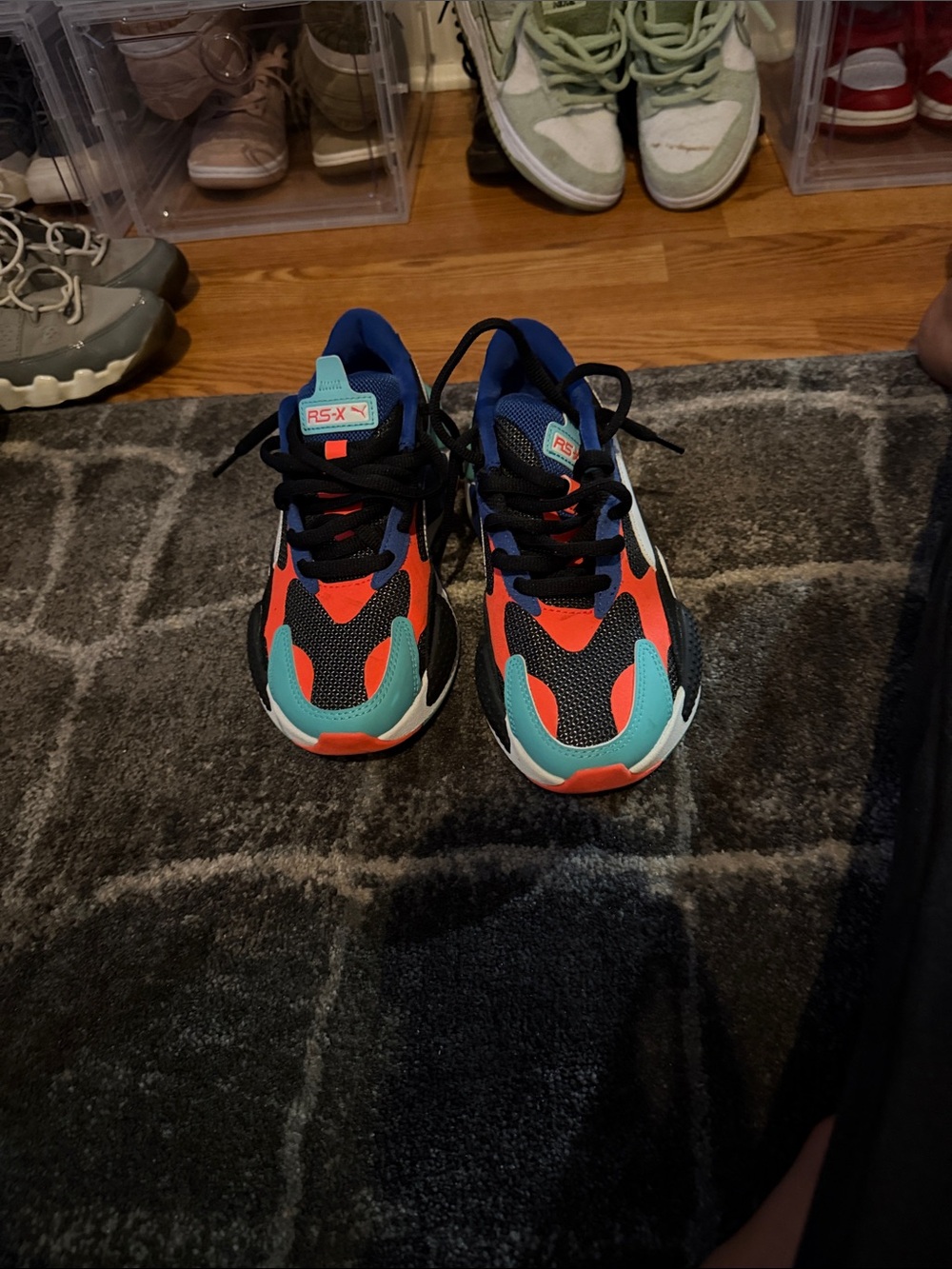 Puma Kids RS-X Sneakers in Black, Teal & Orange